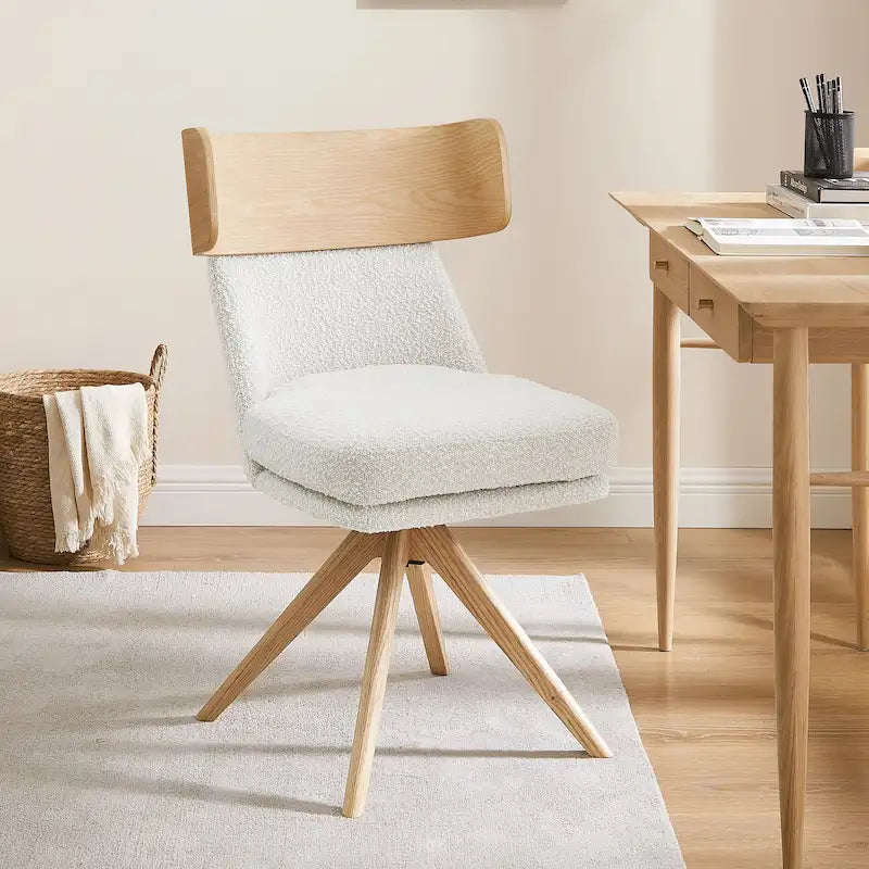 Chaise de bureau pivotante Art Leon en bois et tissu