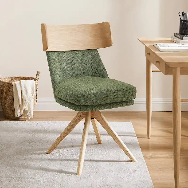 Chaise de bureau pivotante Art Leon en bois et tissu