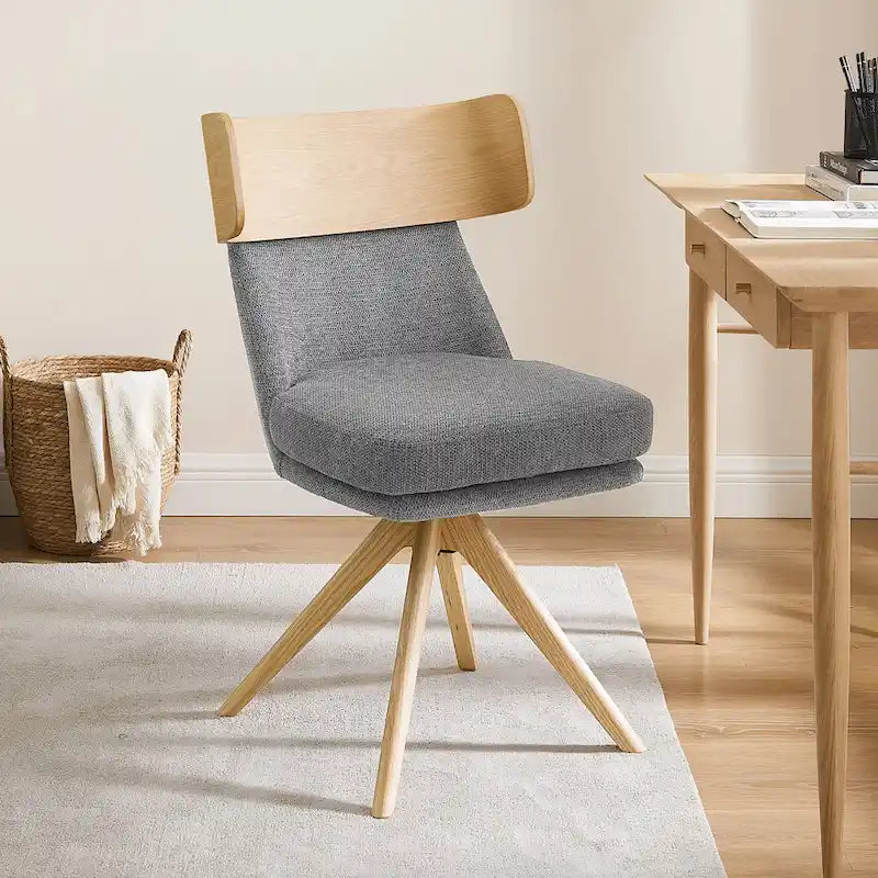 Chaise de bureau pivotante Art Leon en bois et tissu
