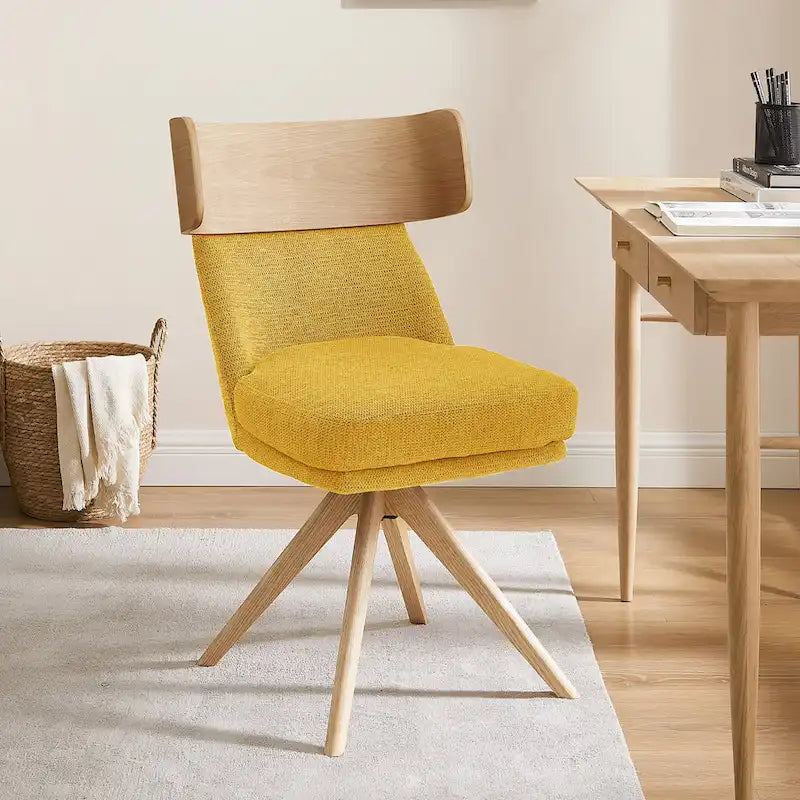 Chaise de bureau pivotante Art Leon en bois et tissu