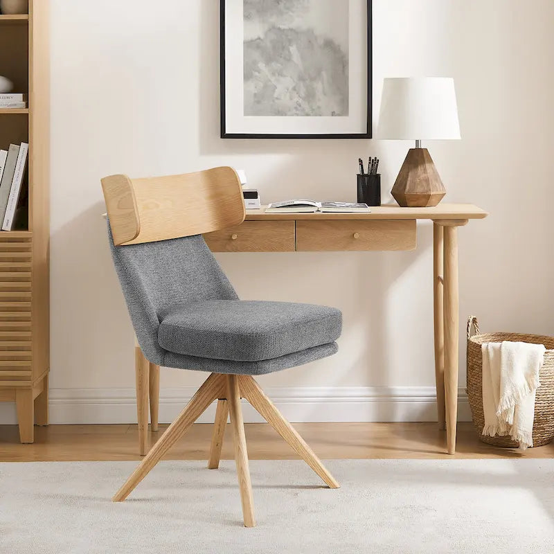 Chaise de bureau pivotante Art Leon en bois et tissu