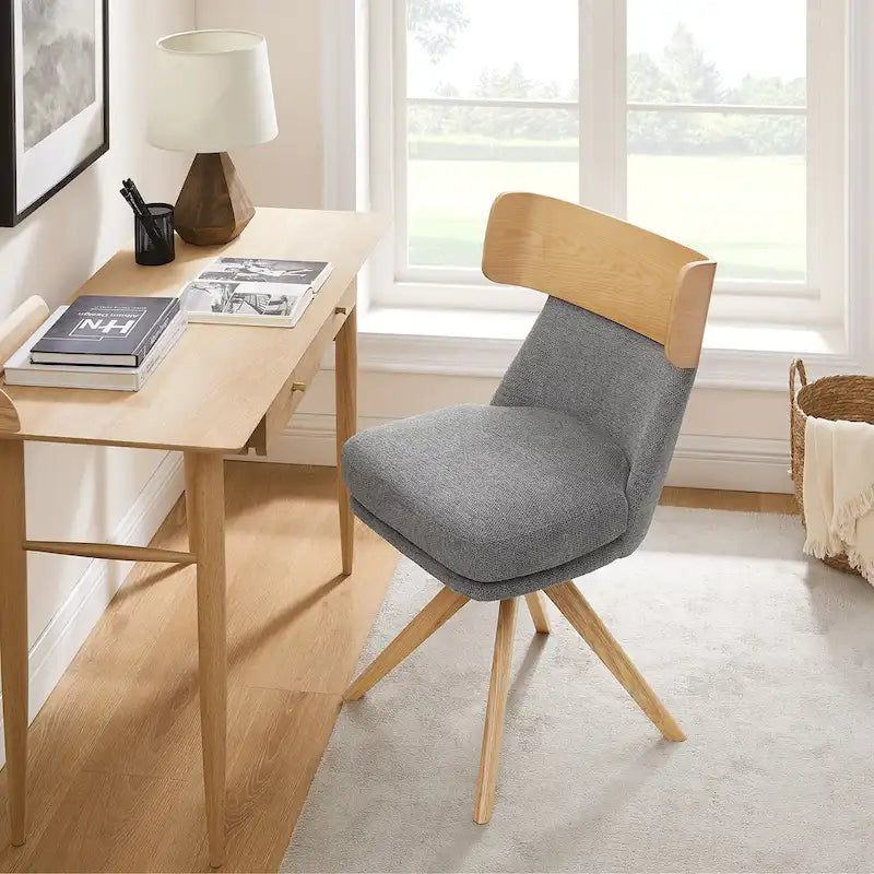 Chaise de bureau pivotante Art Leon en bois et tissu