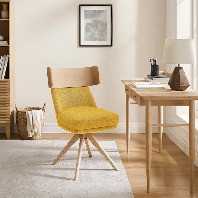 Chaise de bureau pivotante Art Leon en bois et tissu