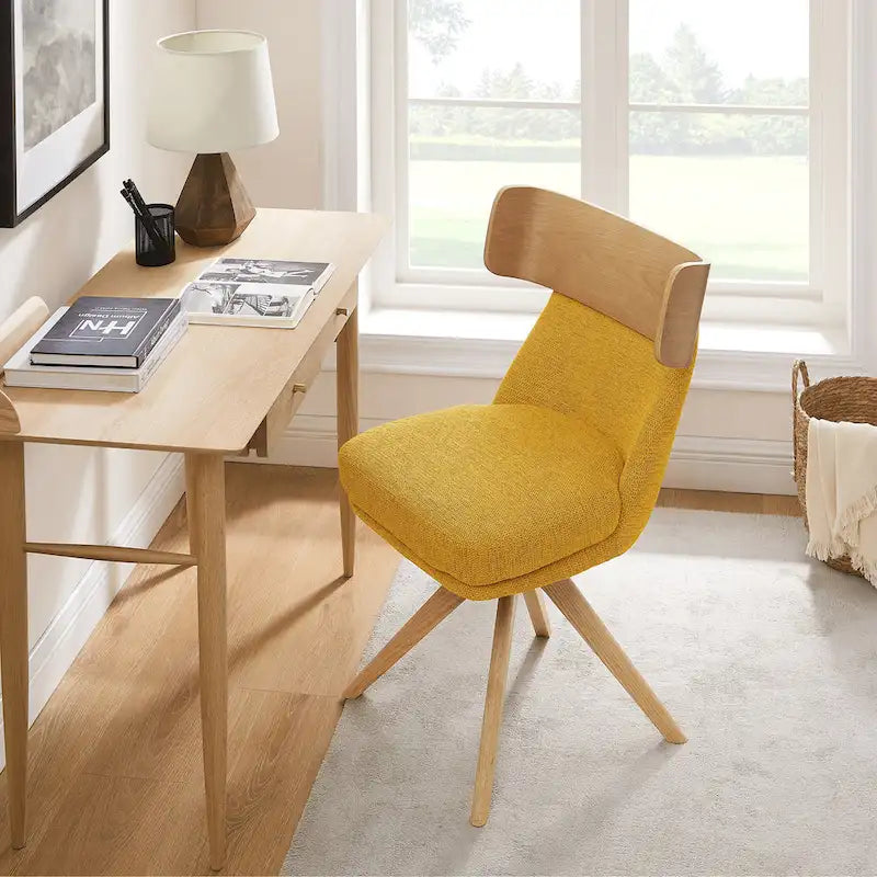 Chaise de bureau pivotante Art Leon en bois et tissu