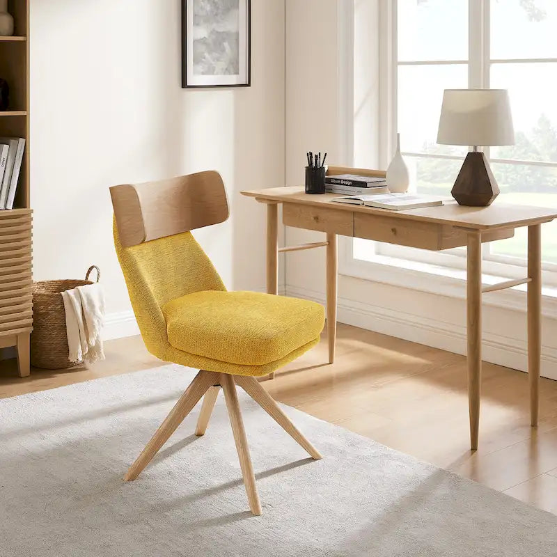 Chaise de bureau pivotante Art Leon en bois et tissu