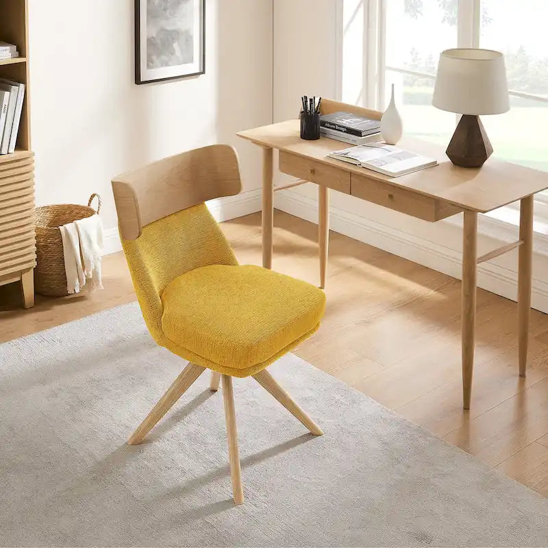 Chaise de bureau pivotante Art Leon en bois et tissu