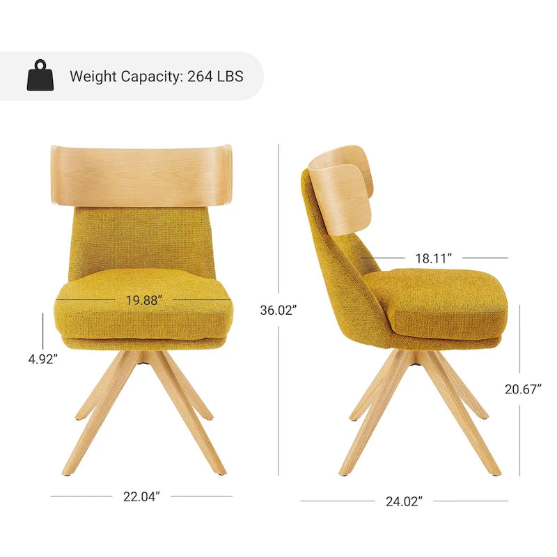 Chaise de bureau pivotante Art Leon en bois et tissu