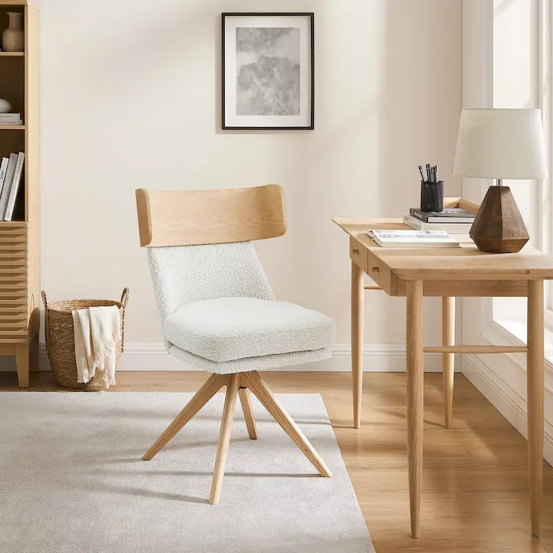 Chaise de bureau pivotante Art Leon en bois et tissu