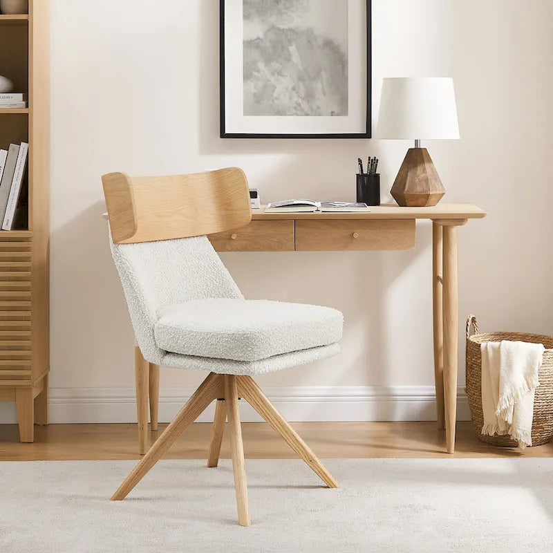 Chaise de bureau pivotante Art Leon en bois et tissu