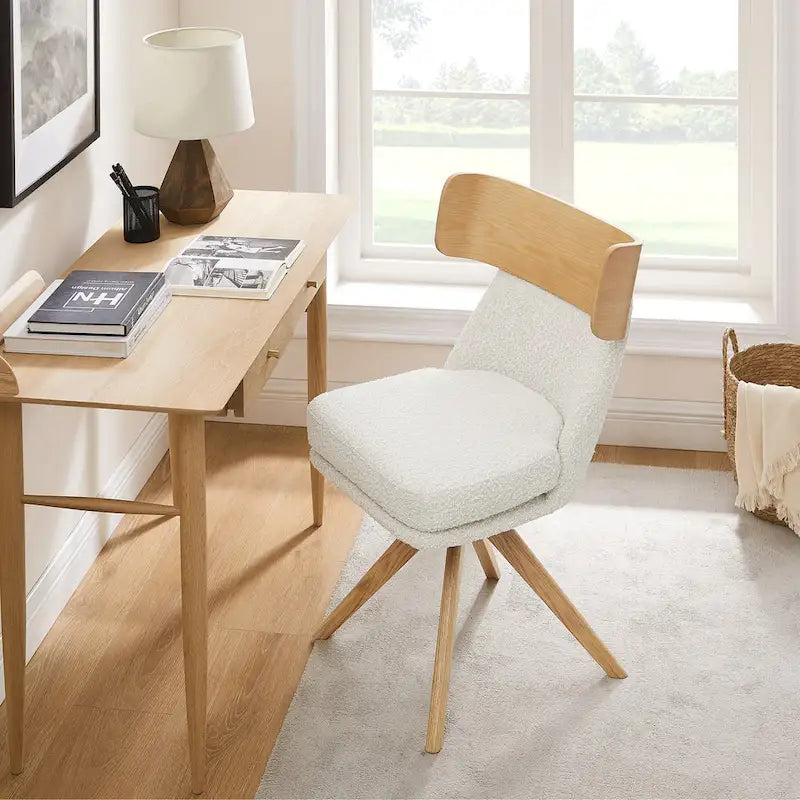 Chaise de bureau pivotante Art Leon en bois et tissu
