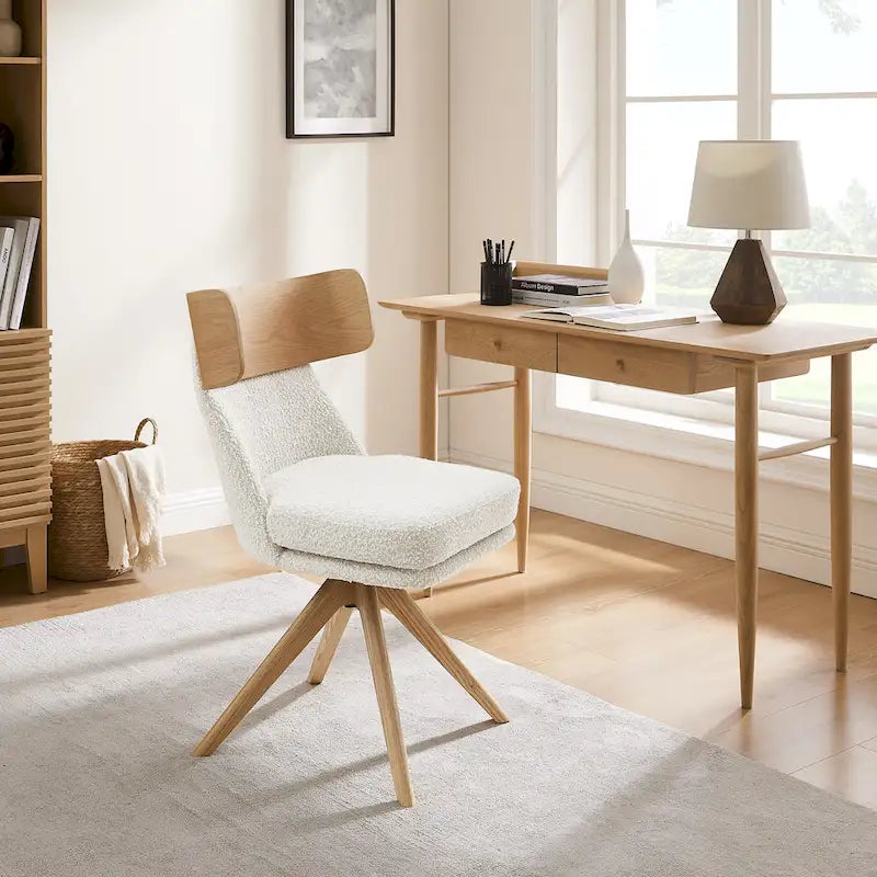 Chaise de bureau pivotante Art Leon en bois et tissu