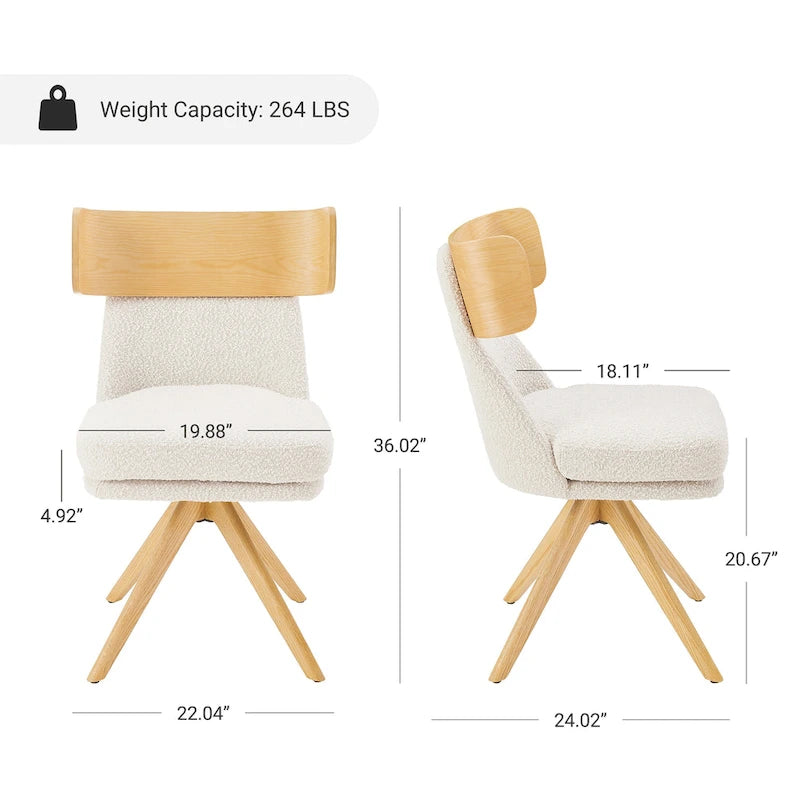 Chaise de bureau pivotante Art Leon en bois et tissu