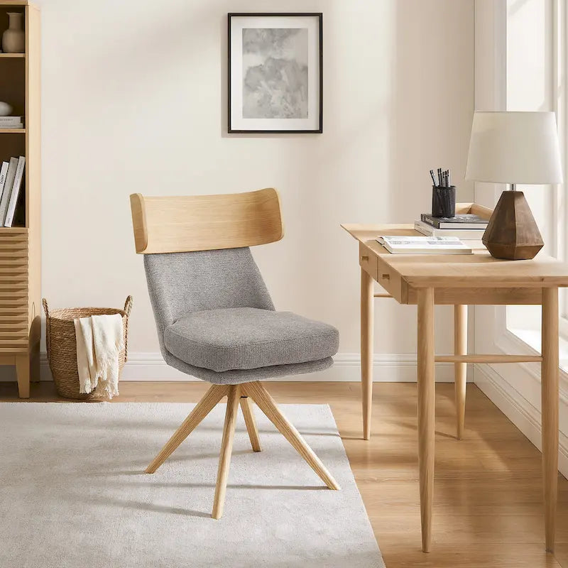 Chaise de bureau pivotante Art Leon en bois et tissu