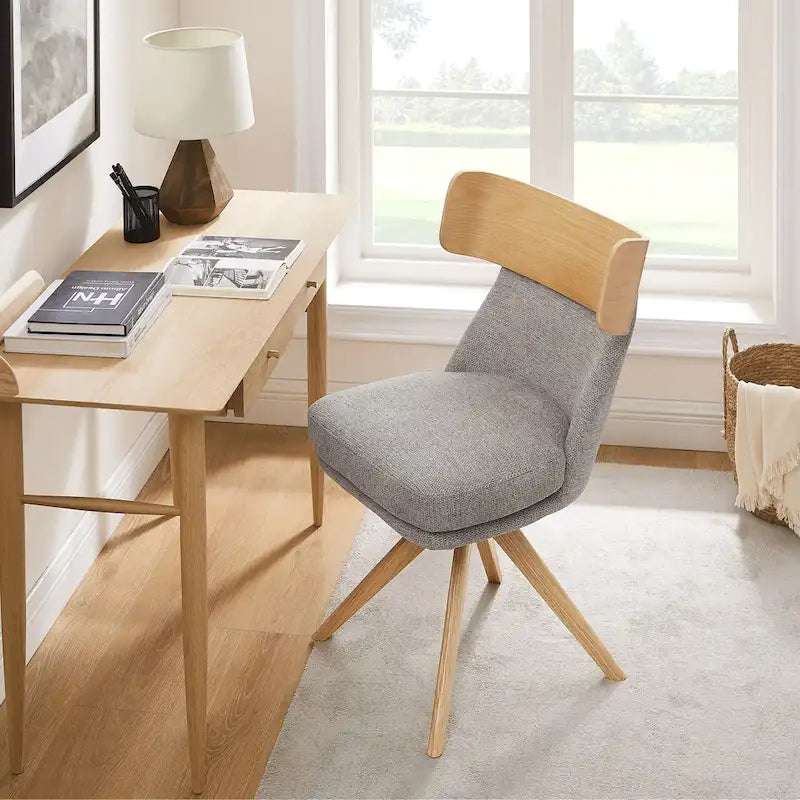 Chaise de bureau pivotante Art Leon en bois et tissu