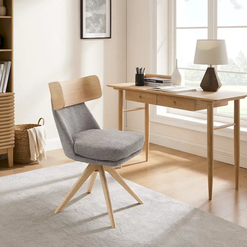 Chaise de bureau pivotante Art Leon en bois et tissu