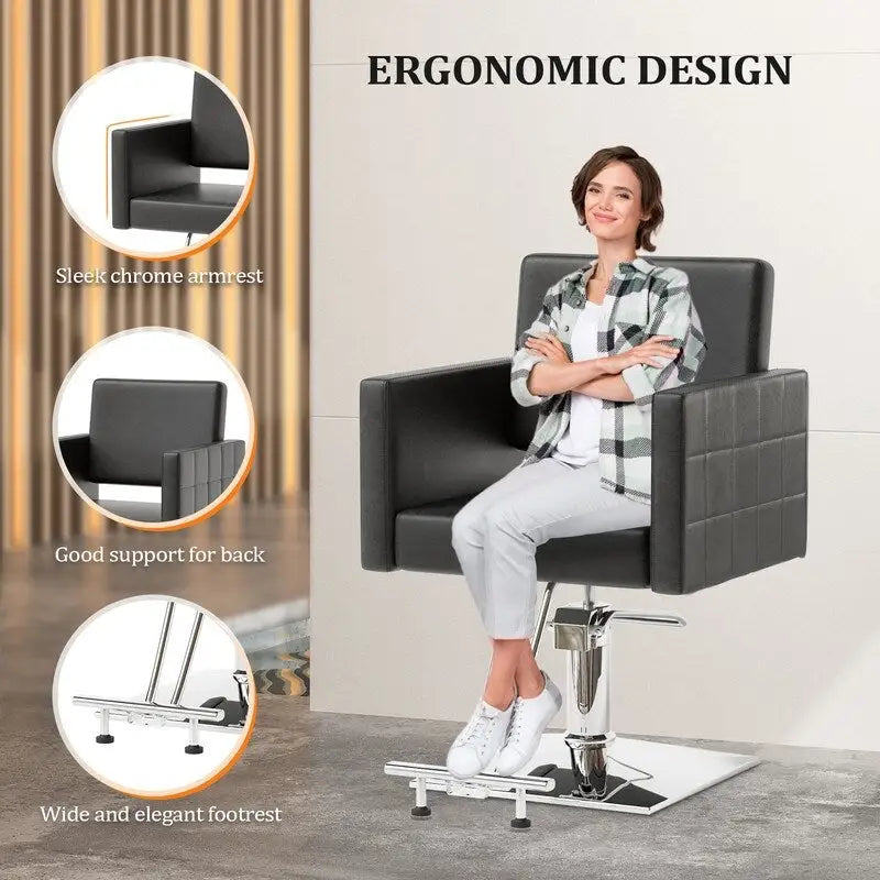 OmySalon Pédale en acier inoxydable recouverte de cuir PVC pour Chaise de coiffure, Équipement de salon de coiffure et de beauté - N/A