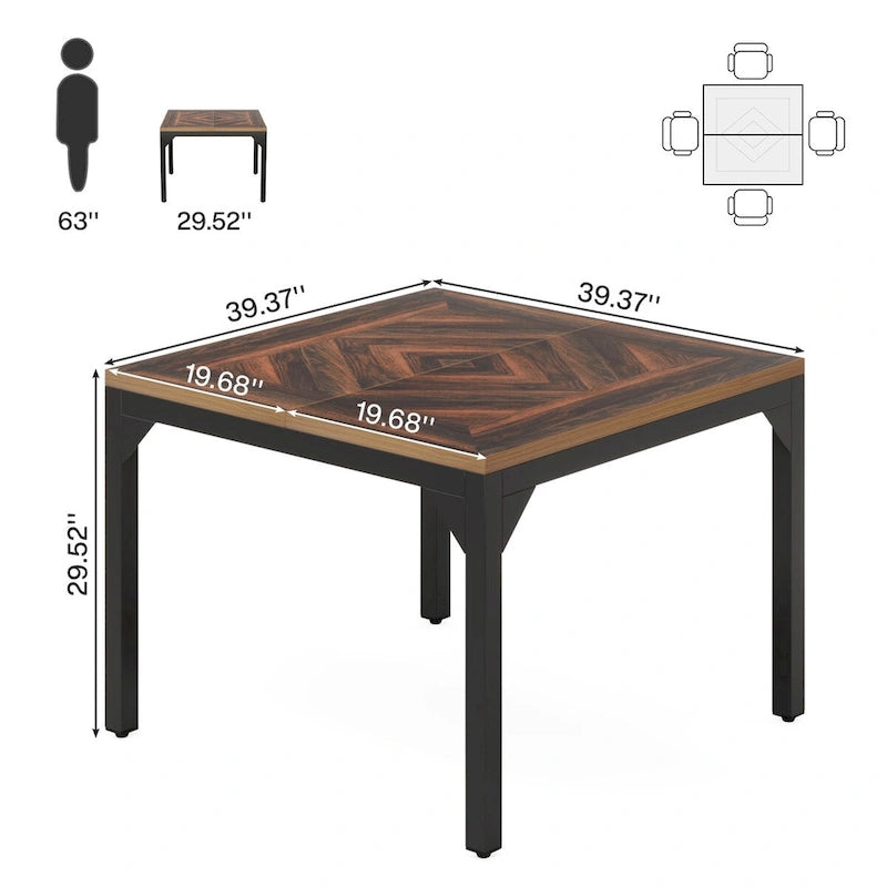 Petite table de conférence, table de réunion carrée pour bureau à domicile - 39,37 L x 39,37 l x 29,52 H