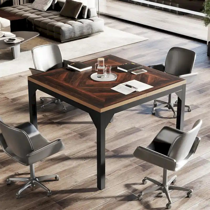 Petite table de conférence, table de réunion carrée pour bureau à domicile - 39,37 L x 39,37 l x 29,52 H