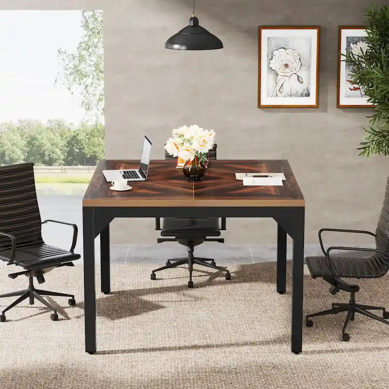 Petite table de conférence, table de réunion carrée pour bureau à domicile - 39,37 L x 39,37 l x 29,52 H