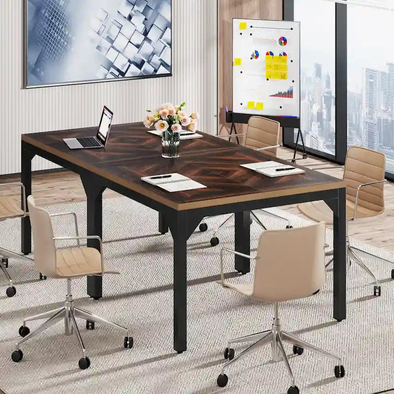 Petite table de conférence, table de réunion carrée pour bureau à domicile - 39,37 L x 39,37 l x 29,52 H