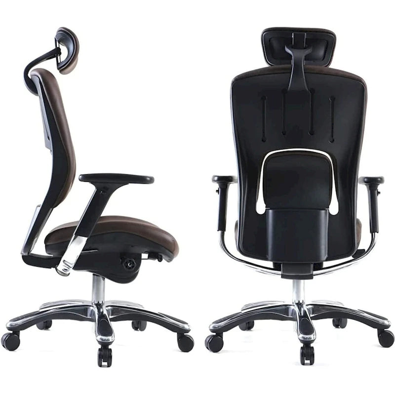 Fauteuil de bureau de direction en cuir véritable GM Seating Ergolux avec support lombaire
