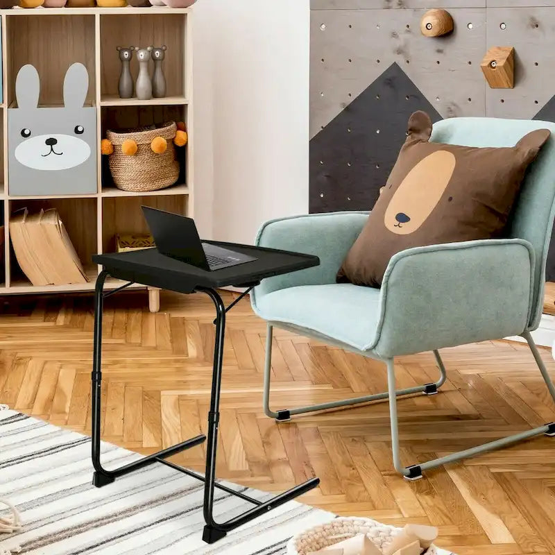 Table de lit pliante, Table d'appoint pour ordinateur portable, Hauteur réglable, Porte-gobelet