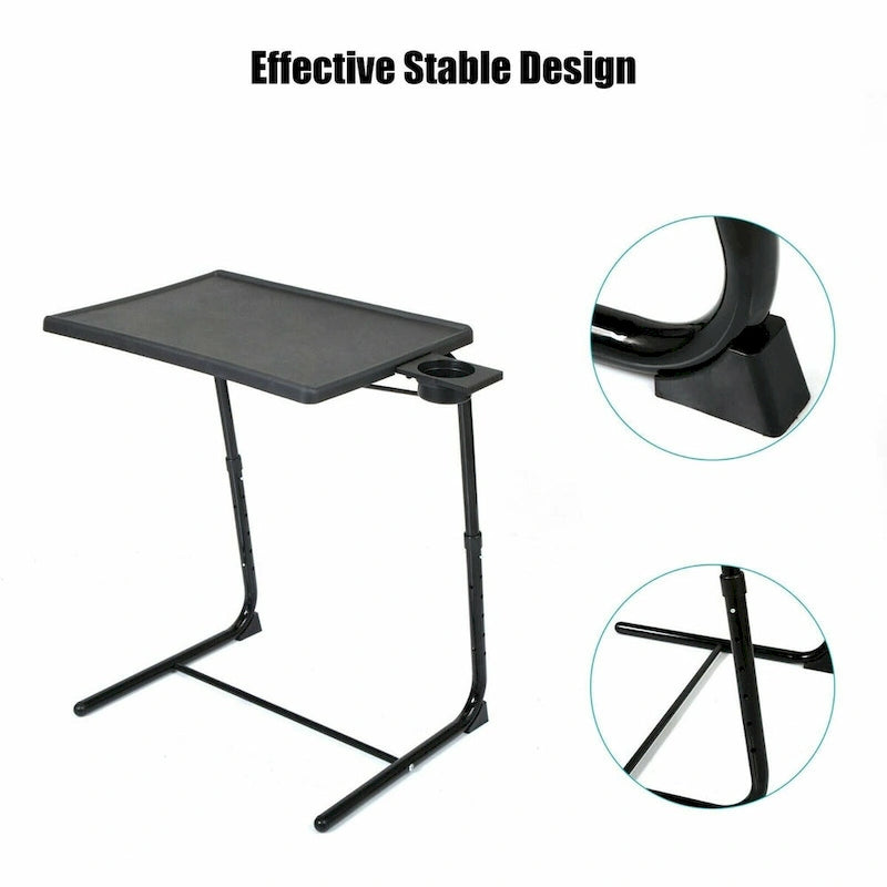 Table de lit pliante, Table d'appoint pour ordinateur portable, Hauteur réglable, Porte-gobelet