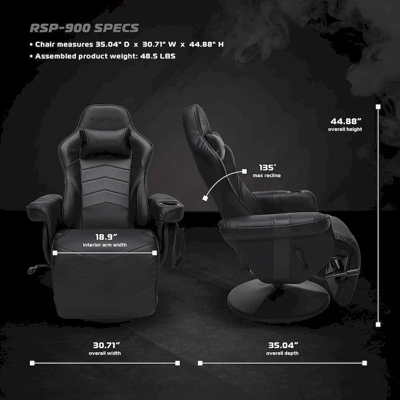 Fauteuil inclinable de jeu RESPAWN 900 - Fauteuil de jeu inclinable avec repose-pieds, Fauteuil inclinable de jeu