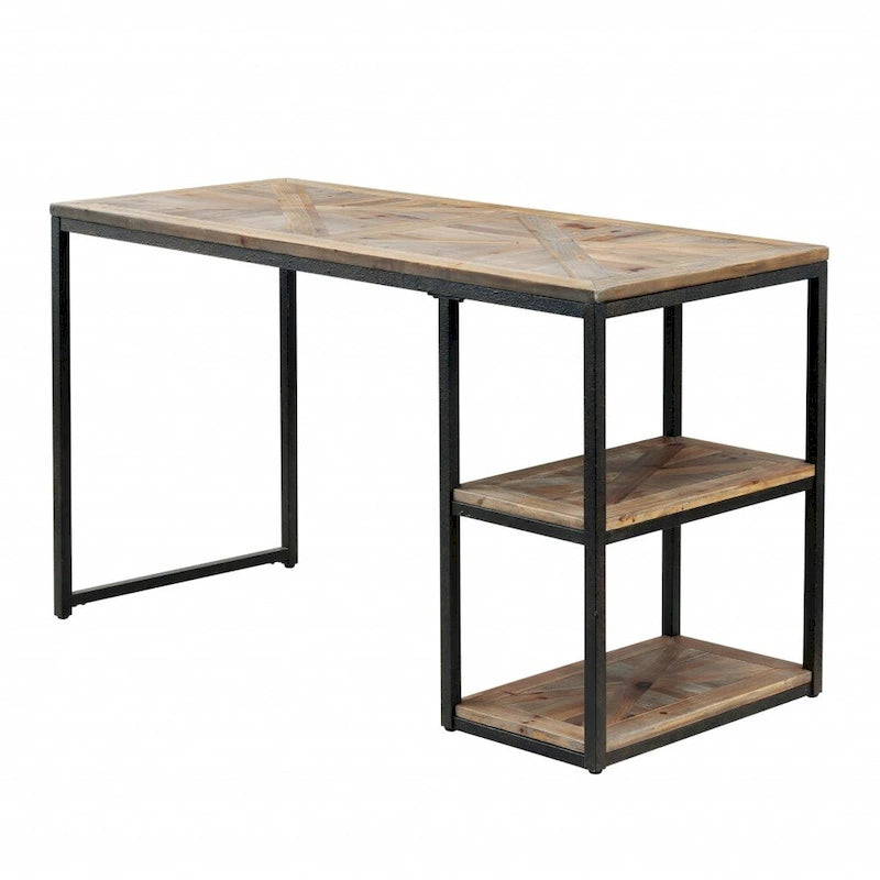 Bureau noir en bois recyclé