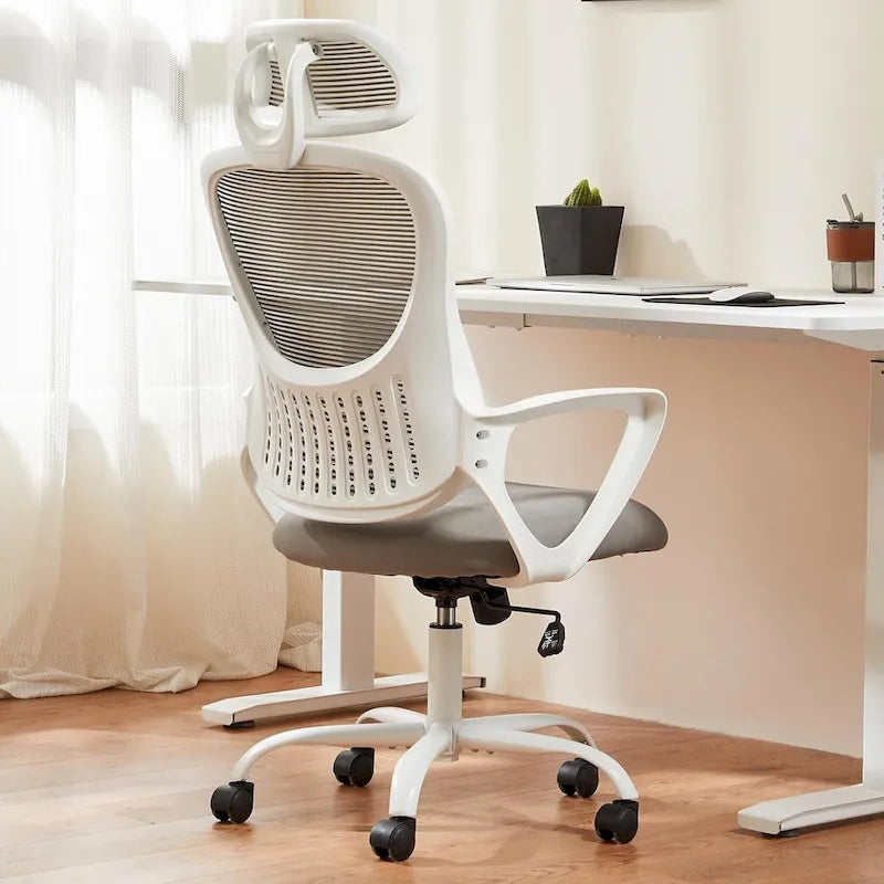 Chaise de bureau ergonomique, Chaise de bureau à dossier haut avec appui-tête, Chaise d'ordinateur pivotante en maille pour bureau à domicile Chaises de bureau