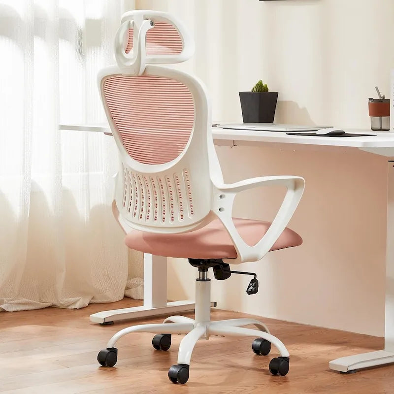 Chaise de bureau ergonomique, Chaise de bureau à dossier haut avec appui-tête, Chaise d'ordinateur pivotante en maille pour bureau à domicile Chaises de bureau