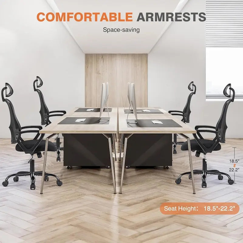 Chaise de bureau ergonomique, Chaise de bureau à dossier haut avec appui-tête, Chaise d'ordinateur pivotante en maille pour bureau à domicile Chaises de bureau
