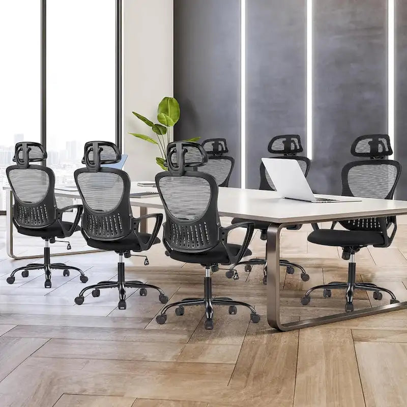 Chaise de bureau ergonomique, Chaise de bureau à dossier haut avec appui-tête, Chaise d'ordinateur pivotante en maille pour bureau à domicile Chaises de bureau