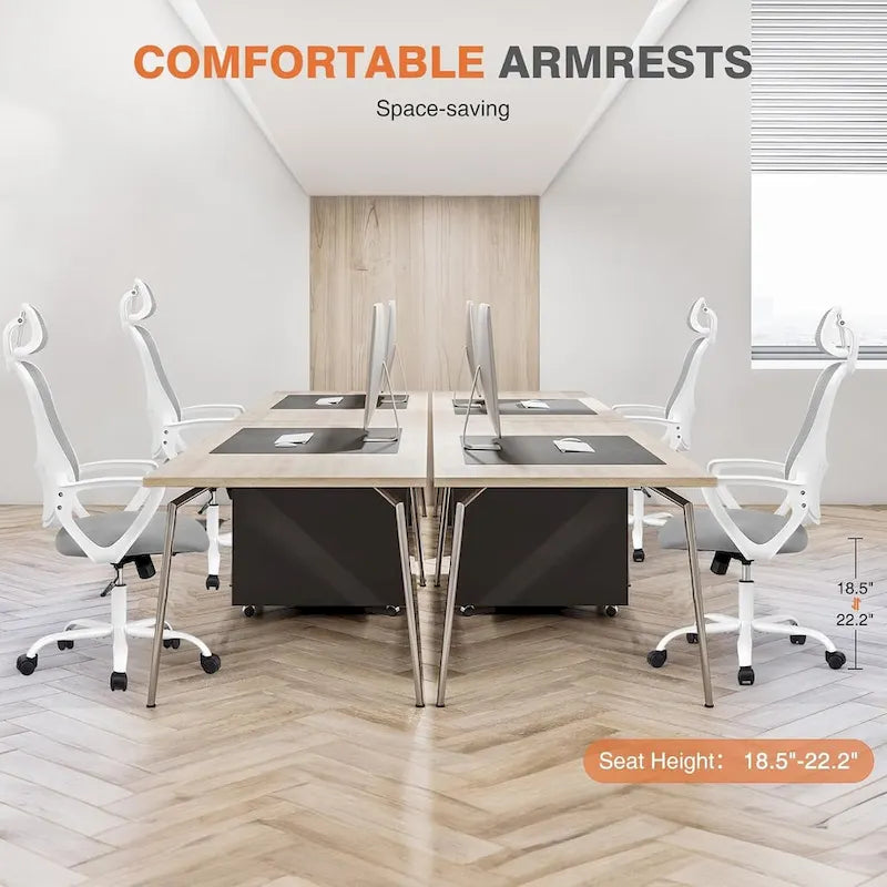Chaise de bureau ergonomique, Chaise de bureau à dossier haut avec appui-tête, Chaise d'ordinateur pivotante en maille pour bureau à domicile Chaises de bureau
