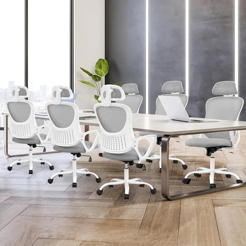 Chaise de bureau ergonomique, Chaise de bureau à dossier haut avec appui-tête, Chaise d'ordinateur pivotante en maille pour bureau à domicile Chaises de bureau
