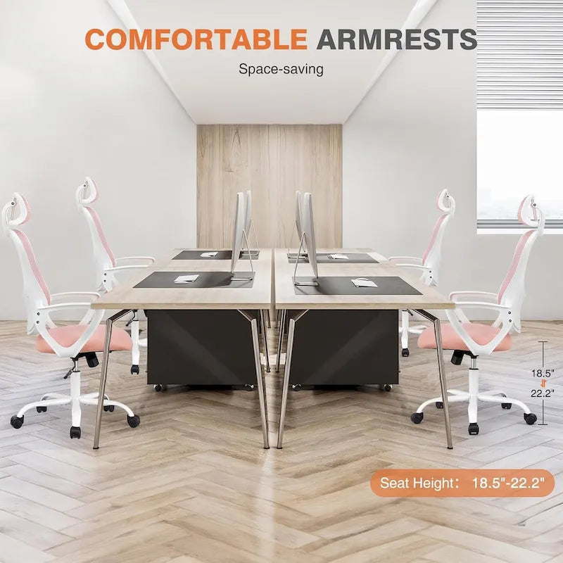 Chaise de bureau ergonomique, Chaise de bureau à dossier haut avec appui-tête, Chaise d'ordinateur pivotante en maille pour bureau à domicile Chaises de bureau