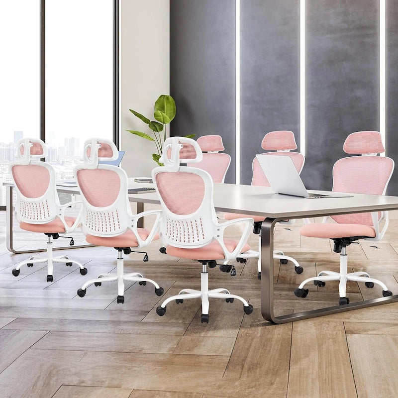 Chaise de bureau ergonomique, Chaise de bureau à dossier haut avec appui-tête, Chaise d'ordinateur pivotante en maille pour bureau à domicile Chaises de bureau