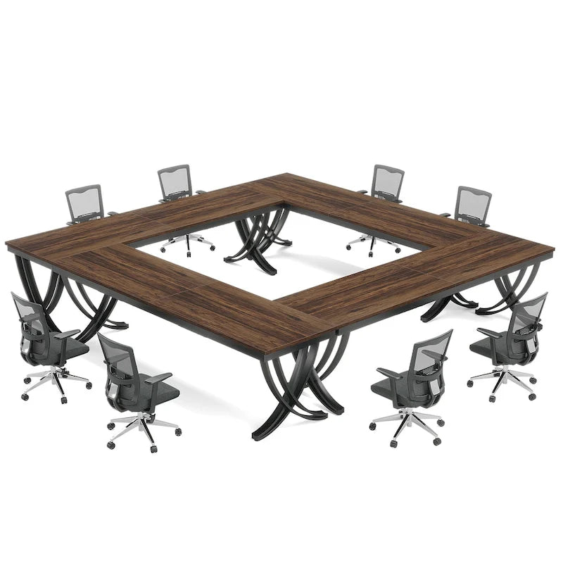 Table de conférence de 1,98 m pour 6-8 personnes, table de séminaire rectangulaire de 198 cm de long