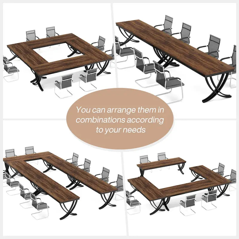 Table de conférence de 1,98 m pour 6-8 personnes, table de séminaire rectangulaire de 198 cm de long