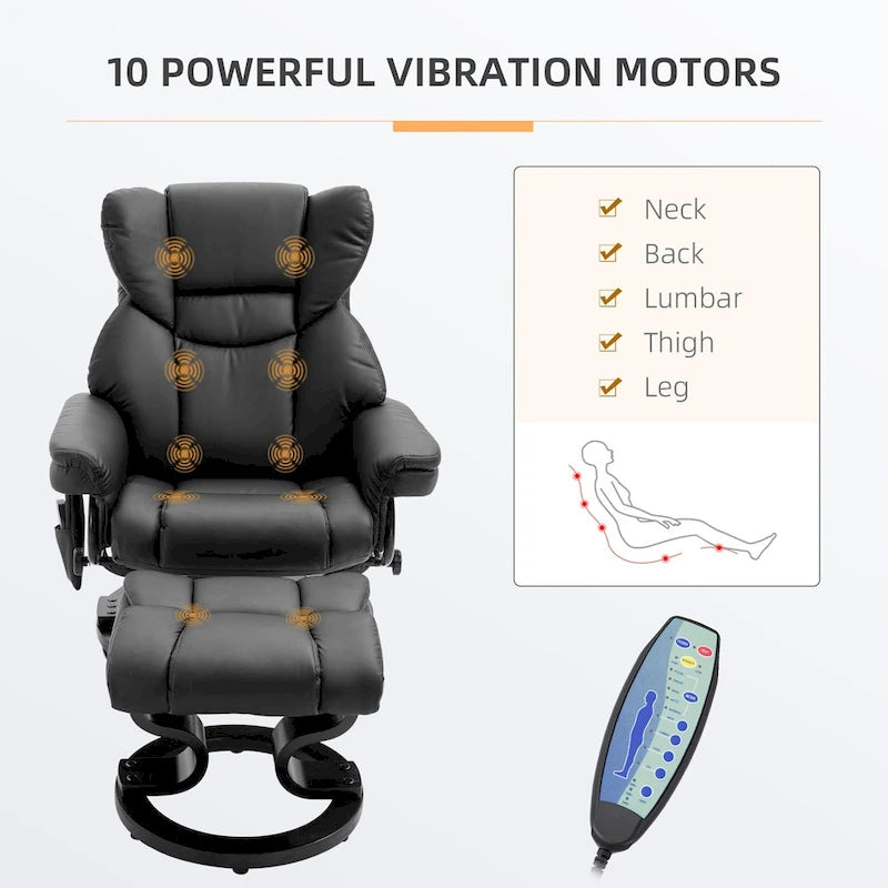 Fauteuil de massage inclinable HOMCOM avec pouf repose-pieds