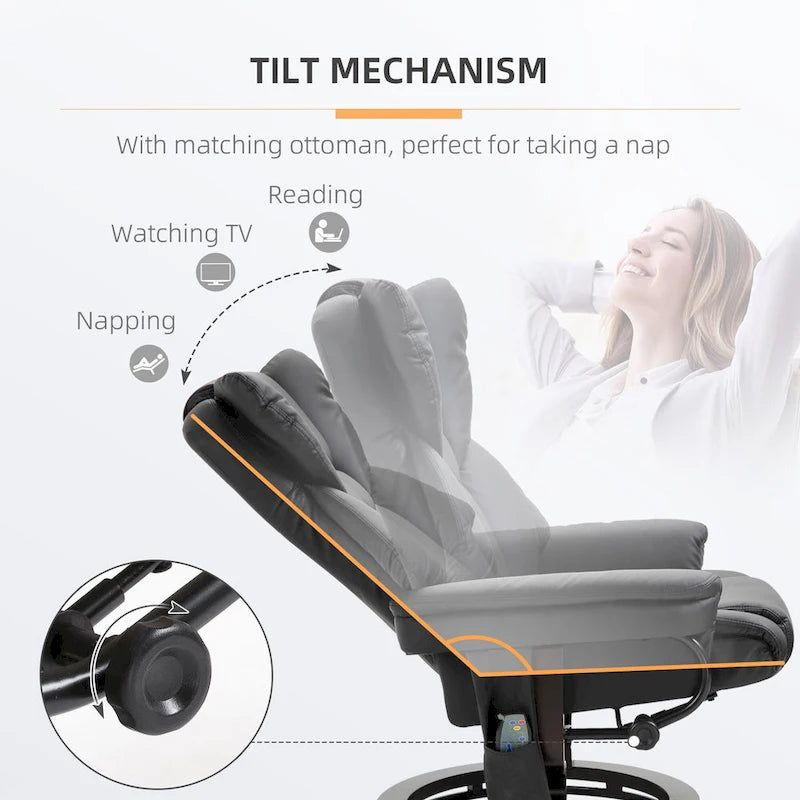 Fauteuil de massage inclinable HOMCOM avec pouf repose-pieds