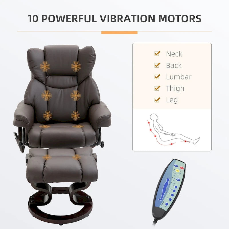 Fauteuil de massage inclinable HOMCOM avec pouf repose-pieds