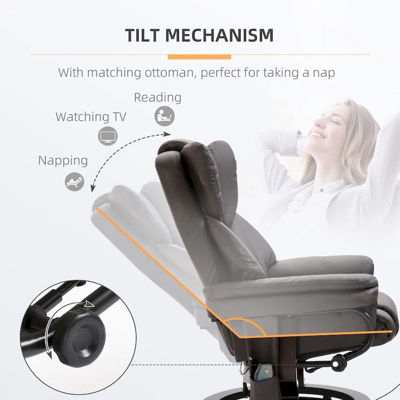 Fauteuil de massage inclinable HOMCOM avec pouf repose-pieds