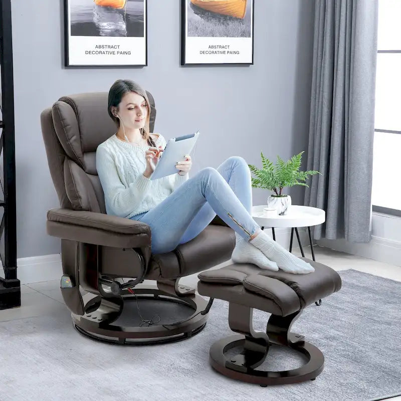 Fauteuil de massage inclinable HOMCOM avec pouf repose-pieds