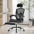 Chaise de bureau à domicile avec repose-pieds, chaises inclinables pivotantes à dossier haut en maille, appui-tête confortable, soutien lombaire