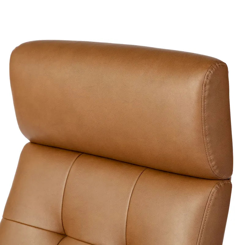 Chaise de bureau pivotante à dossier haut et accoudoirs, réglable par vérin à gaz, en similicuir marron, style Mid-Century Modern, par Glitzhome