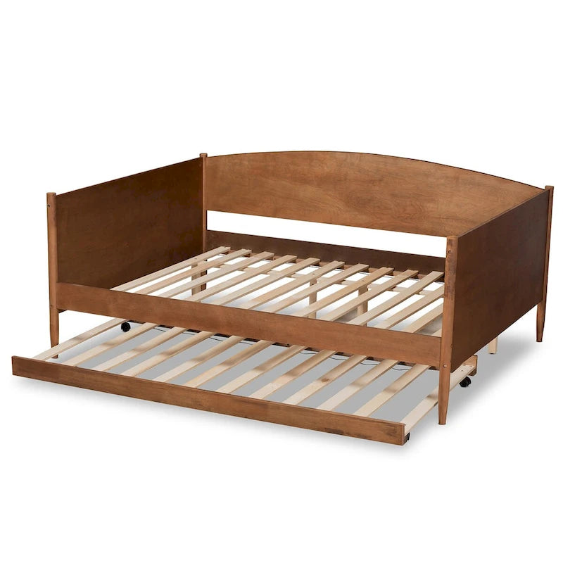 Lit de repos complet Veles en bois de frêne noyer moderne avec lit gigogne
