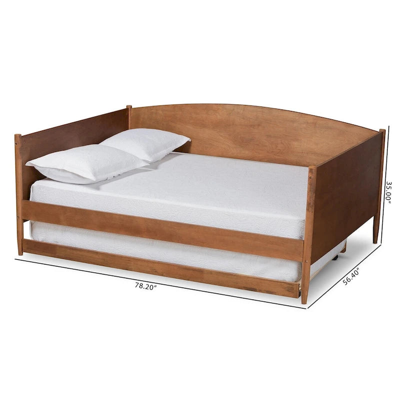 Lit de repos complet Veles en bois de frêne noyer moderne avec lit gigogne