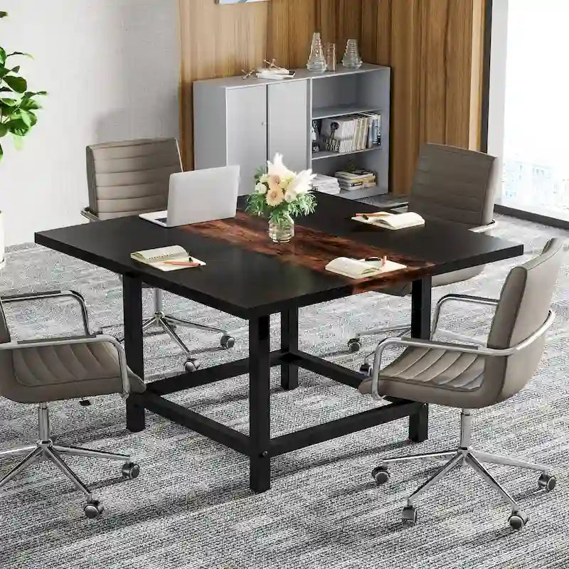 Petite table de salle de conférence pour 4 personnes, bureau carré en bois de 101,6 cm pour bureau à domicile - 99,06 cm de profondeur