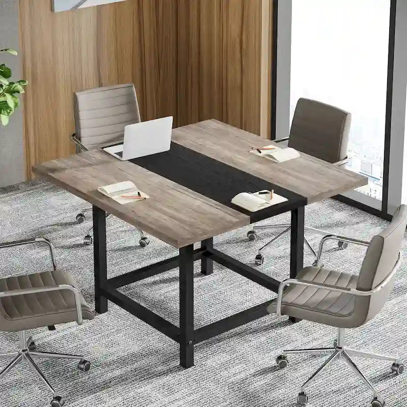 Petite table de salle de conférence pour 4 personnes, bureau carré en bois de 101,6 cm pour bureau à domicile - 99,06 cm de profondeur